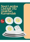 Mey İthalat® Uzaktan Kumanda İle Kontrol Edilebilen Yapışkanlı 3 Lü Kablosuz Led Spot Lamba