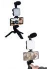 Mey İthalat® Video Making Kit Telefon Tutucu Vlog Video Mini Led Işıklı