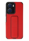 Mey İthalat®  Vivo Y16 Kılıf Mega Standlı Silikon - Kırmızı