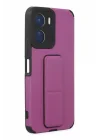Mey İthalat®  Vivo Y16 Kılıf Mega Standlı Silikon - Mor