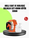 Mey İthalat® Watch 9 Max Akıllı Saat Seti 2 Kordonlu Kablosuz Kulaklık Hediyeli
