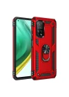 Mey İthalat®  Xiaomi Mi 10T Pro Kılıf Sofya Yüzüklü Silikon Kapak - Kırmızı