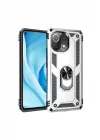 Mey İthalat®  Xiaomi Mİ 11 Lite Kılıf Sofya Yüzüklü Silikon Kapak - Gümüş