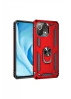 Mey İthalat®  Xiaomi Mİ 11 Lite Kılıf Sofya Yüzüklü Silikon Kapak - Kırmızı