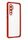 Mey İthalat®  Xiaomi Mi Note 10 Lite Kılıf Miami Şeffaf Silikon - Kırmızı