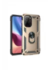 Mey İthalat®  Xiaomi Poco F3 Kılıf Sofya Yüzüklü Silikon Kapak - Gold