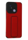 Mey İthalat®   Redmi 12C Kılıf Mega Standlı Silikon - Kırmızı