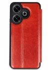 Mey İthalat®   Redmi 13 4G Kılıf Flip Cover - Kırmızı