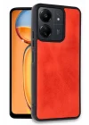 Mey İthalat®   Redmi 13C Kılıf Aras Deri Kapak - Kırmızı