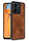 Mey İthalat®   Redmi 13C Kılıf Aras Deri Kapak - Taba