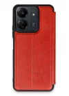 Mey İthalat®   Redmi 13C Kılıf Flip Cover - Kırmızı