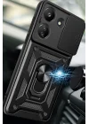 Mey İthalat®   Redmi 13C Kılıf Pars Lens Yüzüklü Silikon - Kırmızı