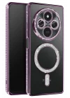 Mey İthalat®   Redmi 14C Joke Simli Magneticsafe Kılıf - Derin Mor