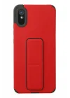 Mey İthalat®  Xiaomi Redmi 9A Kılıf Mega Standlı Silikon - Kırmızı