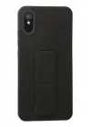 Mey İthalat®  Xiaomi Redmi 9A Kılıf Mega Standlı Silikon - Siyah