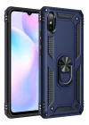 Mey İthalat®  Xiaomi Redmi 9A Kılıf Sofya Yüzüklü Silikon Kapak - Lacivert