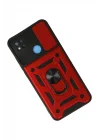 Mey İthalat®   Redmi 9C Kılıf Pars Lens Yüzüklü Silikon - Kırmızı