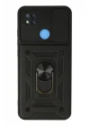 Mey İthalat®   Redmi 9C Kılıf Pars Lens Yüzüklü Silikon - Siyah