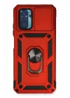 Mey İthalat®  Xiaomi Redmi Note 10 Kılıf Pars Lens Yüzüklü Silikon - Kırmızı