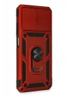 Mey İthalat®  Xiaomi Redmi Note 10 Kılıf Pars Lens Yüzüklü Silikon - Kırmızı