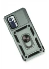 Mey İthalat®  Xiaomi Redmi Note 10 Pro Kılıf Pars Lens Yüzüklü Silikon - Yeşil