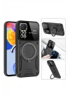 Mey İthalat®  Xiaomi Redmi Note 11 Pro Kılıf Joy Lens Standlı Kapak - Kırmızı