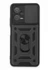 Mey İthalat®  Xiaomi Redmi Note 12 5G Kılıf Pars Lens Yüzüklü Silikon - Siyah