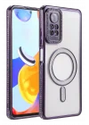 Mey İthalat®   Redmi Note 12 Pro 4G Joke Simli Magneticsafe Kılıf - Derin Mor