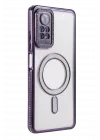 Mey İthalat®   Redmi Note 12 Pro 4G Joke Simli Magneticsafe Kılıf - Derin Mor