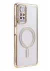 Mey İthalat®   Redmi Note 12 Pro 4G Joke Simli Magneticsafe Kılıf - Gold