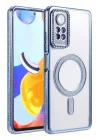 Mey İthalat®   Redmi Note 12 Pro 4G Joke Simli Magneticsafe Kılıf - Mavi