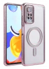 Mey İthalat®   Redmi Note 12 Pro 4G Joke Simli Magneticsafe Kılıf - Pembe