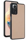 Mey İthalat®   Redmi Note 12 Pro 4G Kılıf Aras Deri Kapak - Pudra