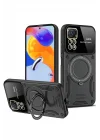 Mey İthalat®  Xiaomi Redmi Note 12 Pro 4G Kılıf Joy Lens Standlı Kapak - Siyah