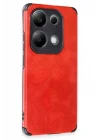Mey İthalat®  Xiaomi Redmi Note 13 4G Kılıf Loop Deri Silikon - Kırmızı