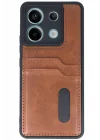 Mey İthalat®  Xiaomi Redmi Note 13 Pro 5G Kılıf Sara Kartvizitli Deri Kılıf - Taba