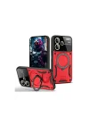 Mey İthalat®   Redmi Note 13 Pro Plus Joy Lens Standlı Kapak - Kırmızı