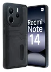 Mey İthalat®   Redmi Note 14 4G Kılıf Sara Kartvizitli Deri Kılıf - Siyah
