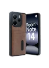 Mey İthalat®   Redmi Note 14 4G Kılıf Sara Kartvizitli Deri Kılıf - Taba