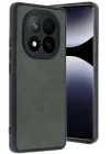 Mey İthalat®   Redmi Note 14 Pro 4G Kılıf Aras Deri Kapak - Koyu Yeşil