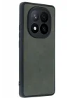 Mey İthalat®  Xiaomi Redmi Note 14 Pro 5G Kılıf Aras Deri Kapak - Koyu Yeşil