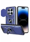 Mey İthalat®  Xiaomi Redmi Note 14 Pro Plus Kılıf Pars Lens Yüzüklü Silikon - Lacivert