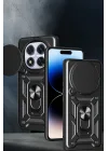 Mey İthalat®  Xiaomi Redmi Note 14 Pro Plus Kılıf Pars Lens Yüzüklü Silikon - Lacivert