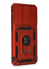 Mey İthalat®  Xiaomi Redmi Note 8 Pro Kılıf Pars Lens Yüzüklü Silikon - Kırmızı