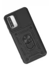 Mey İthalat®  Xiaomi Redmi Note 9 4G Kılıf Pars Lens Yüzüklü Silikon - Siyah