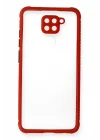 Mey İthalat®  Xiaomi Redmi Note 9 Kılıf Miami Şeffaf Silikon - Kırmızı