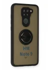 Mey İthalat®  Xiaomi Redmi Note 9 Kılıf Montreal Yüzüklü Silikon Kapak - Siyah