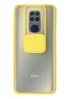 Mey İthalat®  Xiaomi Redmi Note 9 Kılıf Palm Buzlu Kamera Sürgülü Silikon - Sarı