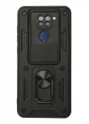 Mey İthalat®  Xiaomi Redmi Note 9 Kılıf Pars Lens Yüzüklü Silikon - Siyah