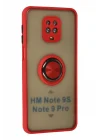 Mey İthalat®  Xiaomi Redmi Note 9 Pro Kılıf Montreal Yüzüklü Silikon Kapak - Kırmızı